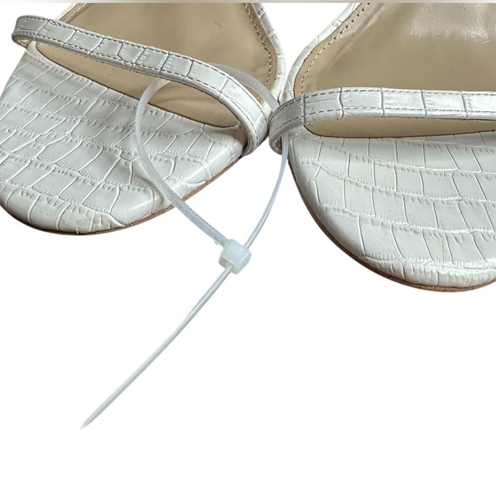 NEW Sam Edelman Doran White Embossed Heels | Strappy Stiletto Sandals | Size 9 - Picture 3 of 6